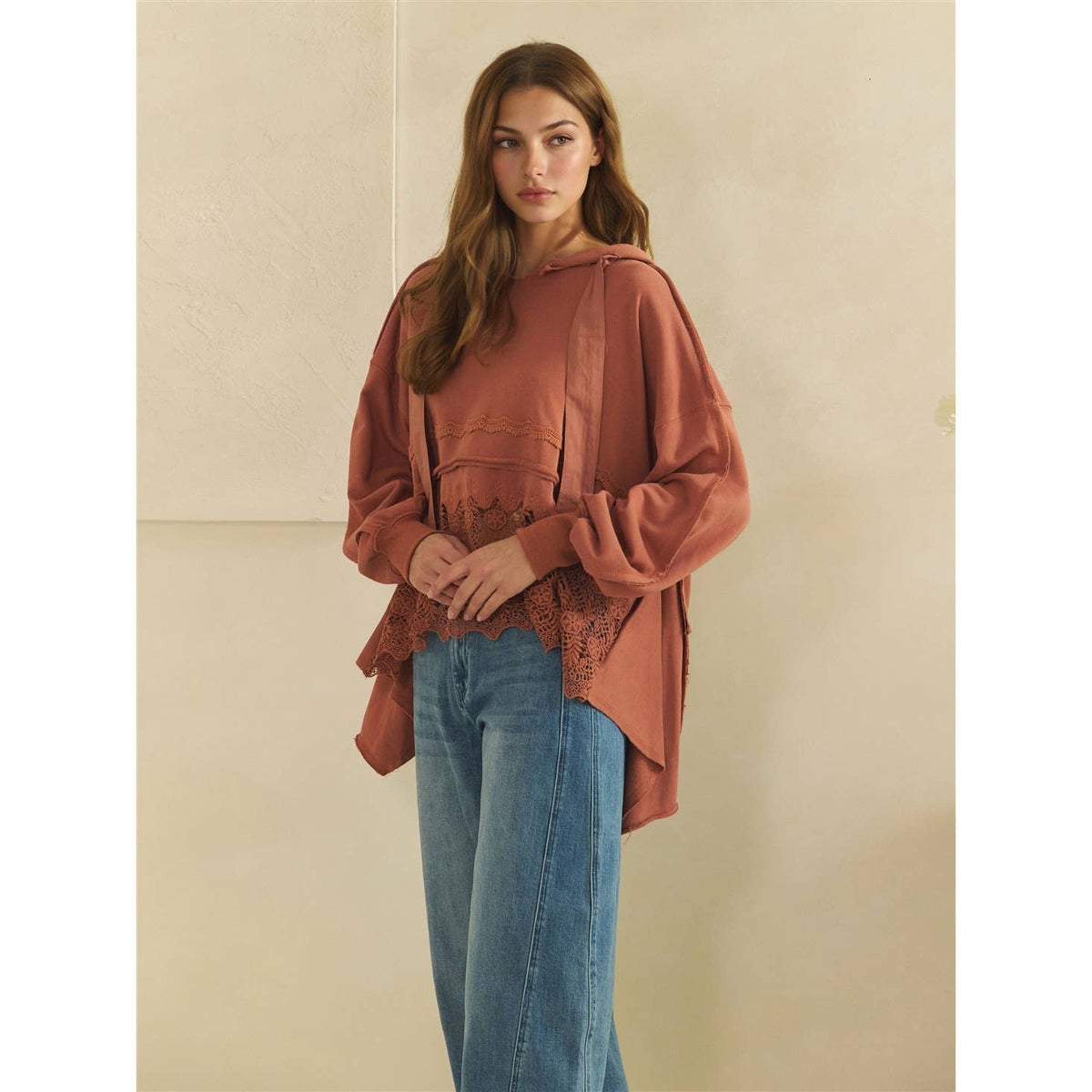 Willow Mineral-Wash Terry & Eyelet Sweatshirt