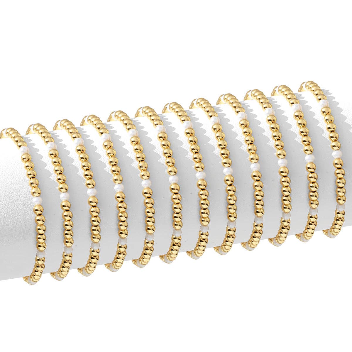 Splendid Iris 4mm Bead & Pearl Stretch Bracelets B3338