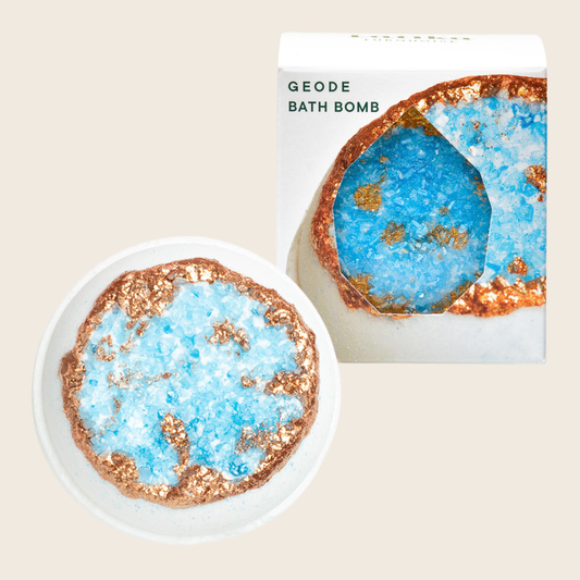 Crystal bath bomb 🌸 Wellness gift - Turquoise, Blue + Gold Latika Beauty