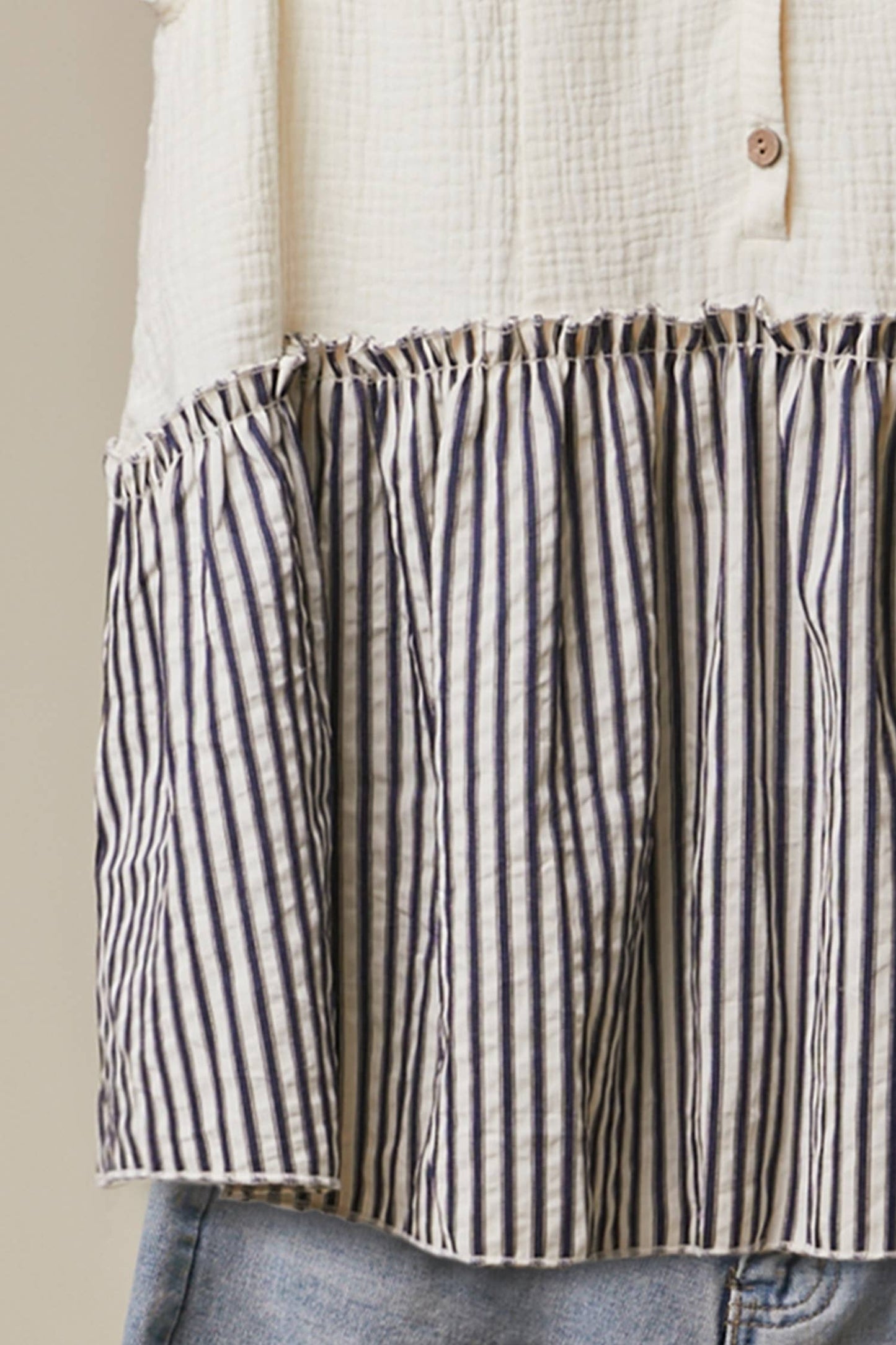 MELLO. - Striped Tiered Button Sleeveless Top