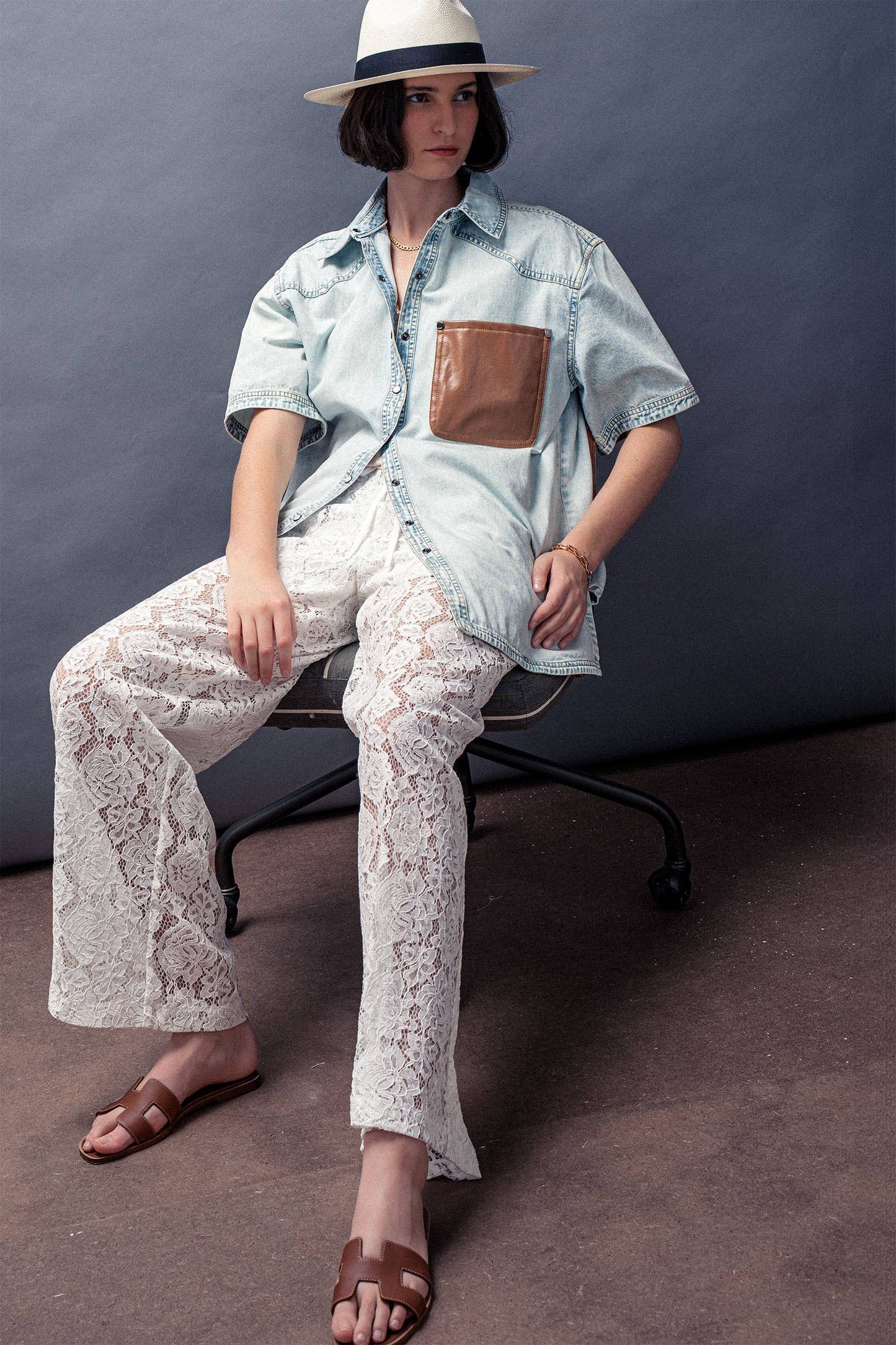 Floral Lace Wide-Leg Pants 926 WEST