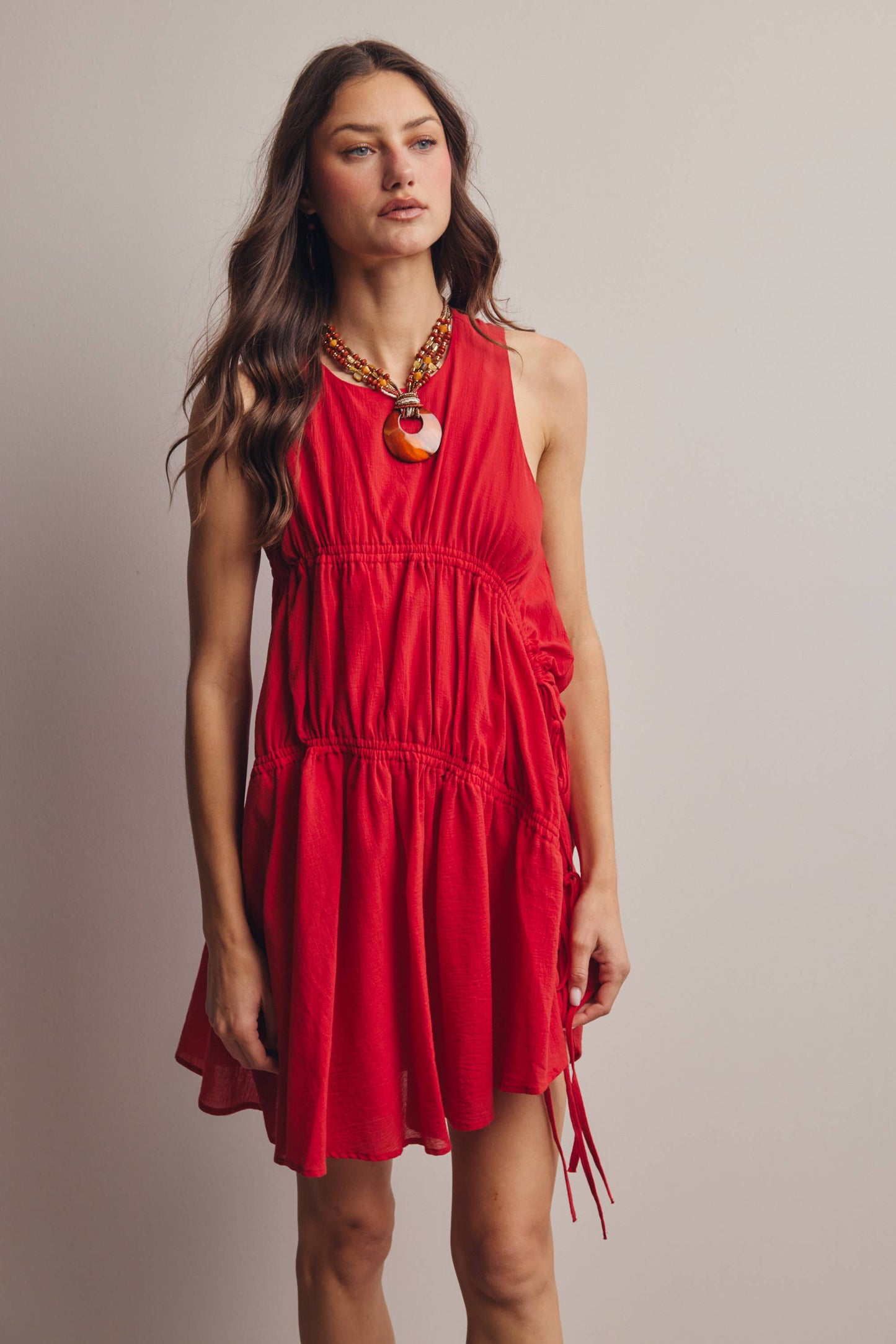 Forte - Ruched Tie-Detail Lined Mini Dress - 926 West
