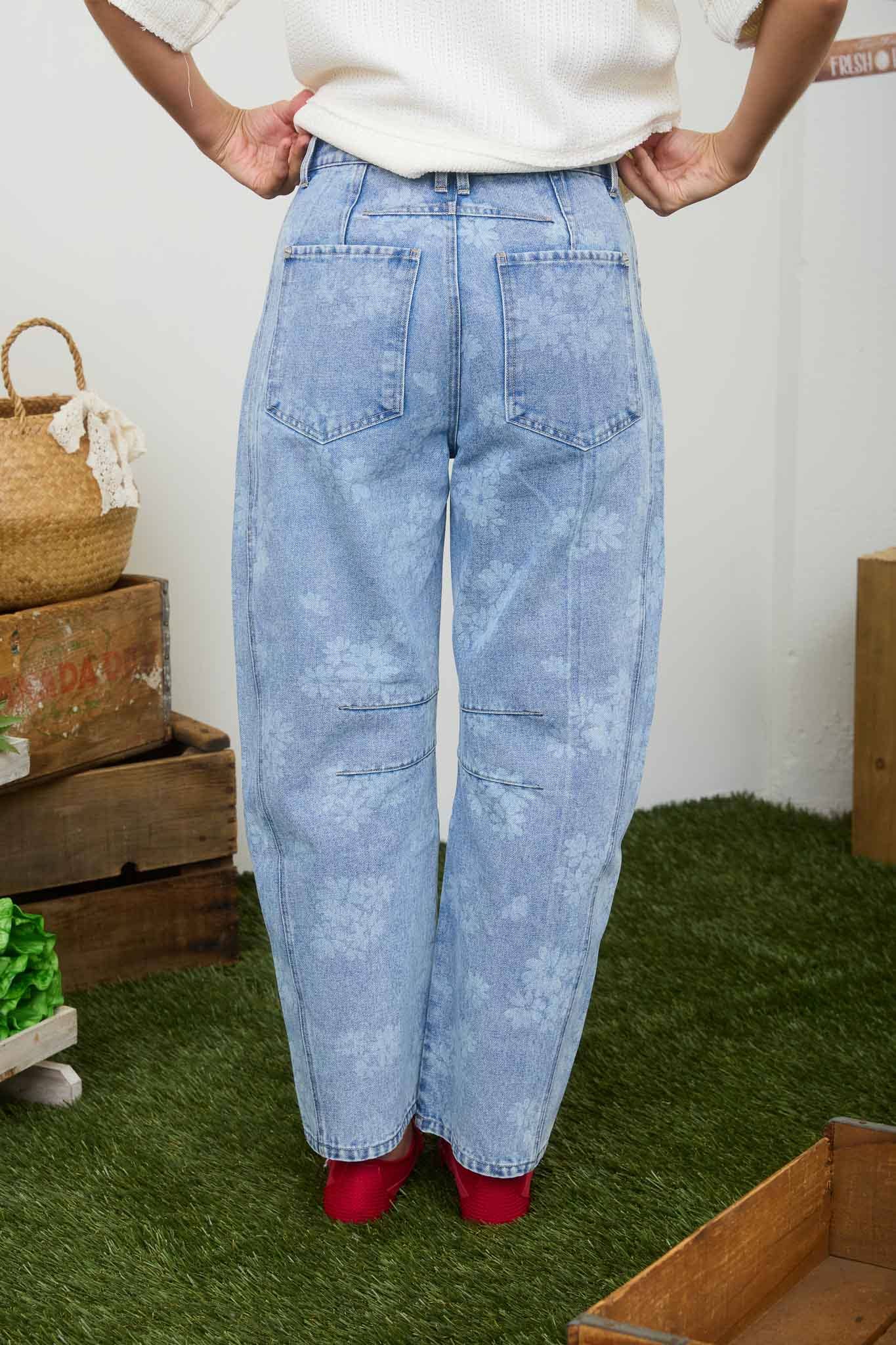 BLU PEPPER -FLORAL WASHED DENIM PATTERN JEANS - 926 West