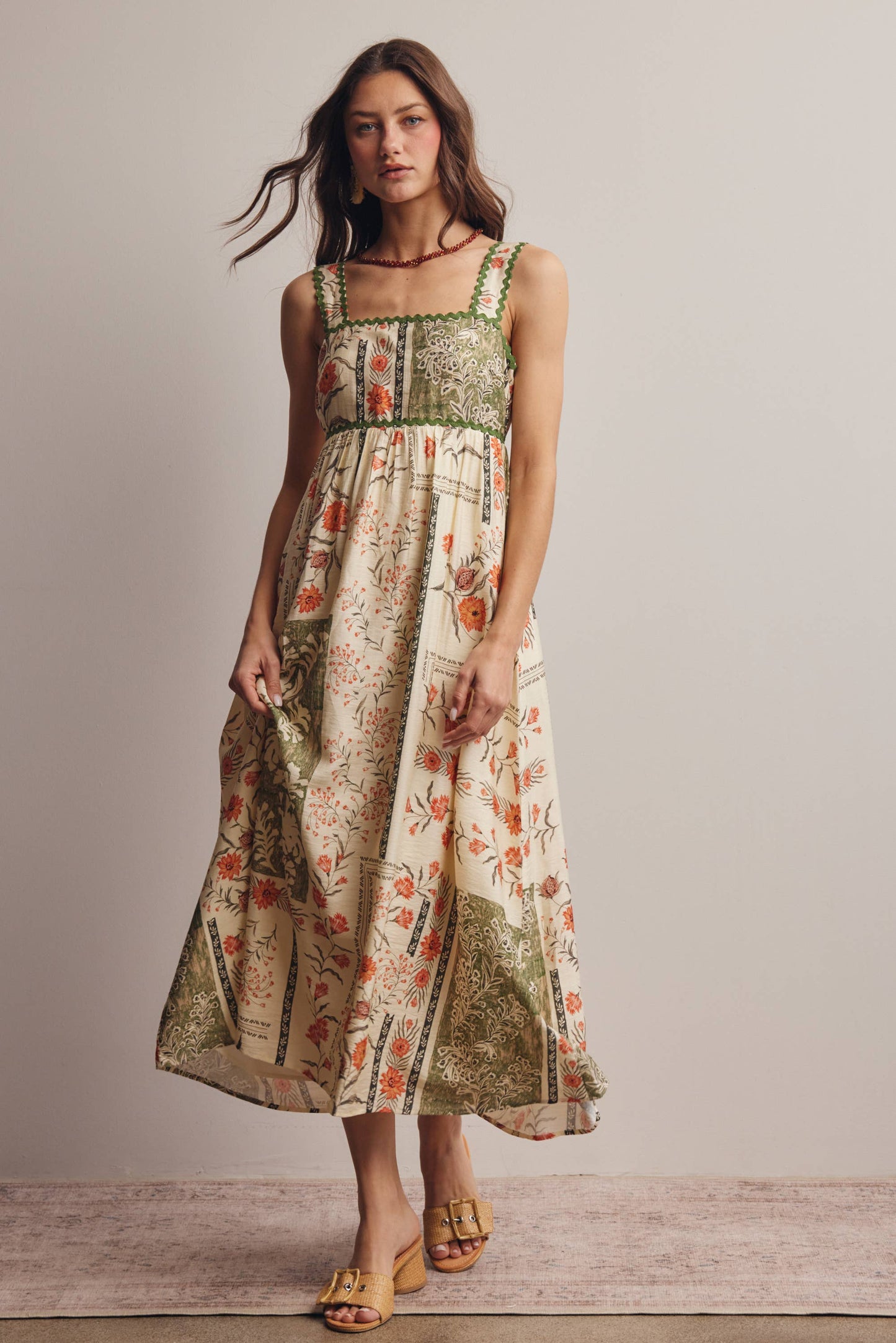Printed Open-Back Maxi Dress FD0041