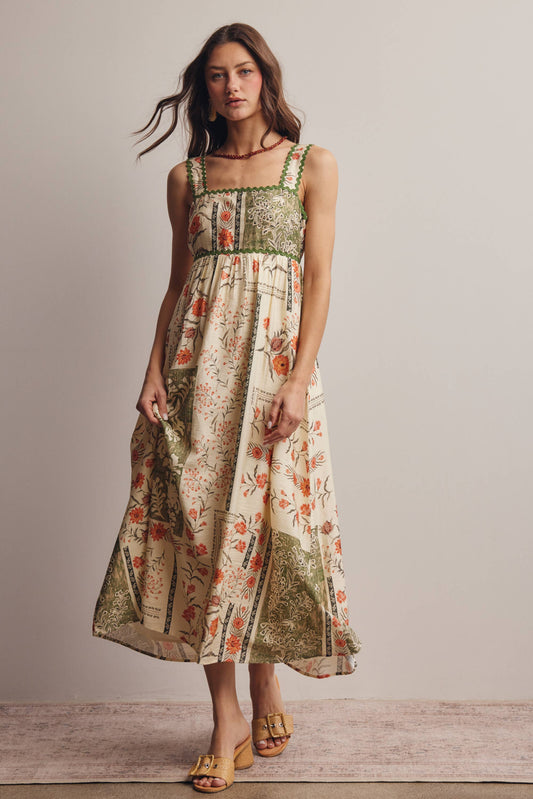 Forte - Women's Printed Open-Back Maxi Dress