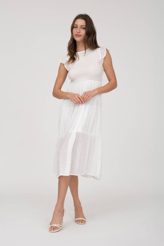 Blu Pepper SMOCKED TIERED MIDI DRESS - 926 West