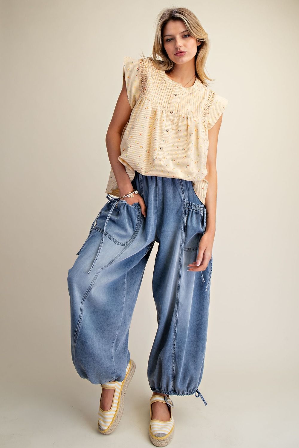 Easel Washed Soft Demin Pants