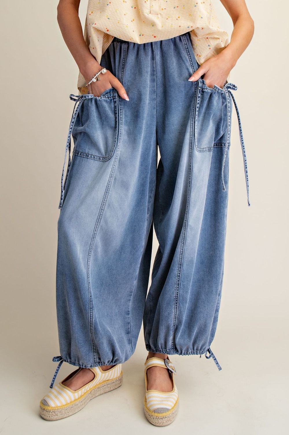 Easel Washed Soft Demin Pants