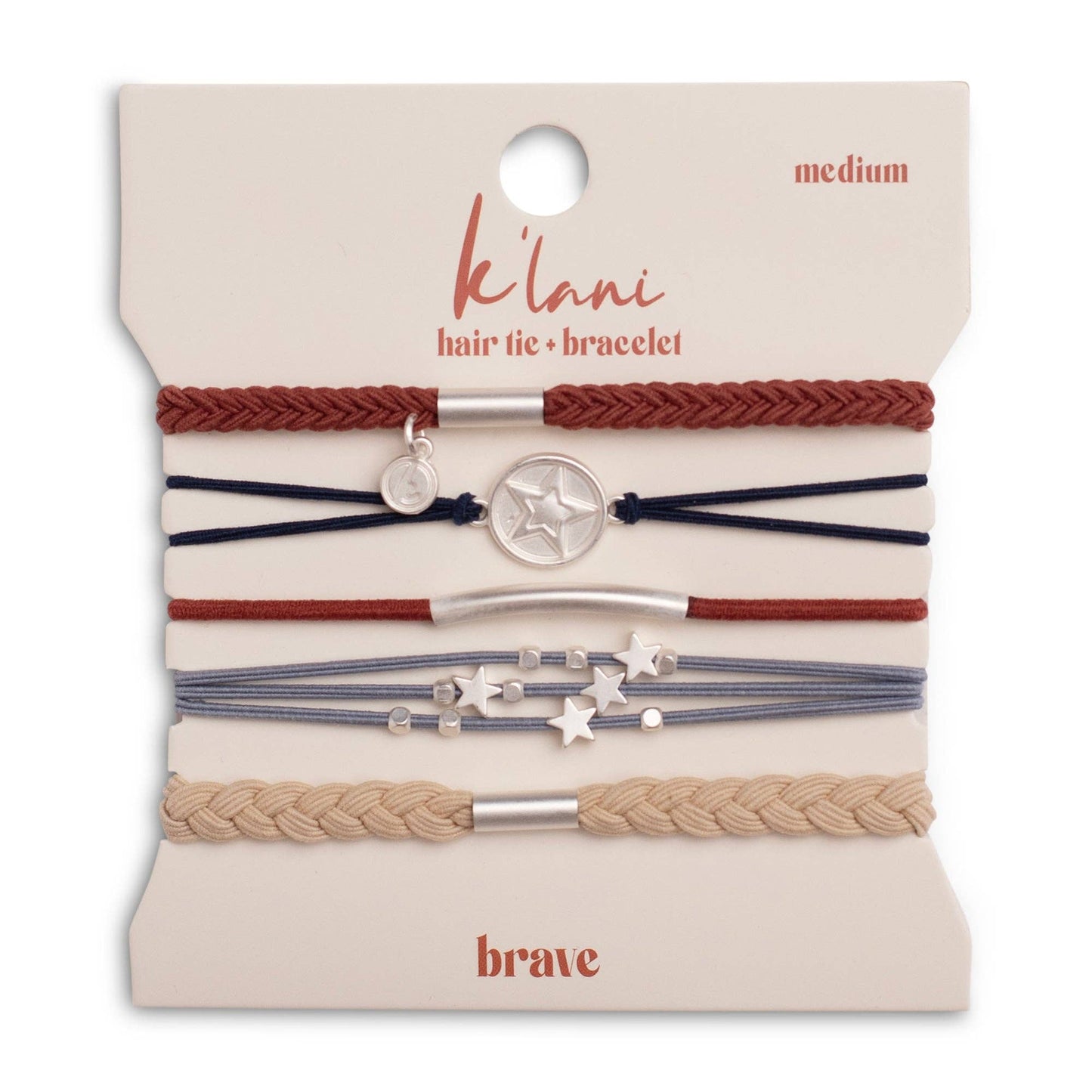 "Brave" Red, White & Blue with Silver Star Accents