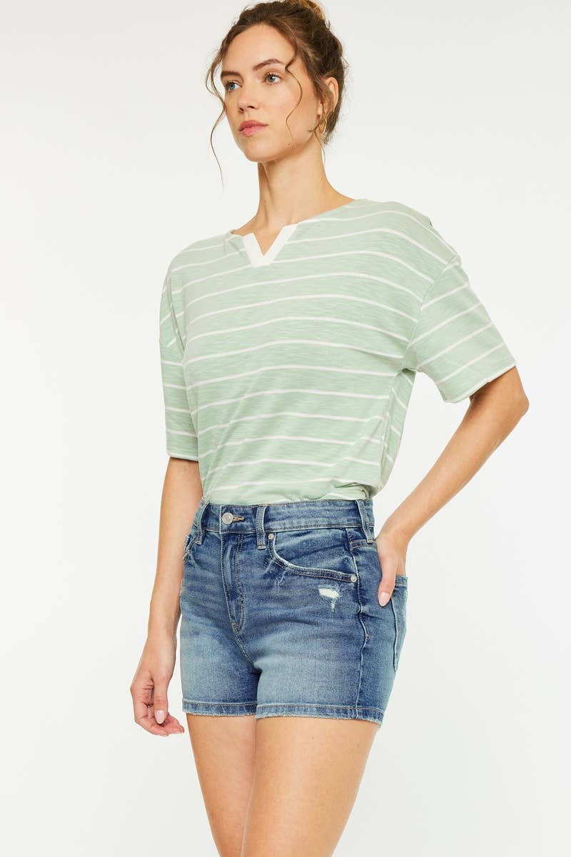 Ballota - HIGH RISE MOM SHORT MEDIUM WASH COMFORT STRETCH 926 WEST