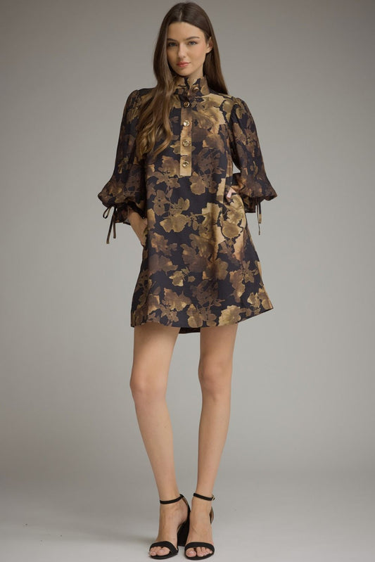 Entro Floral Balloon Sleeve Mini Dress