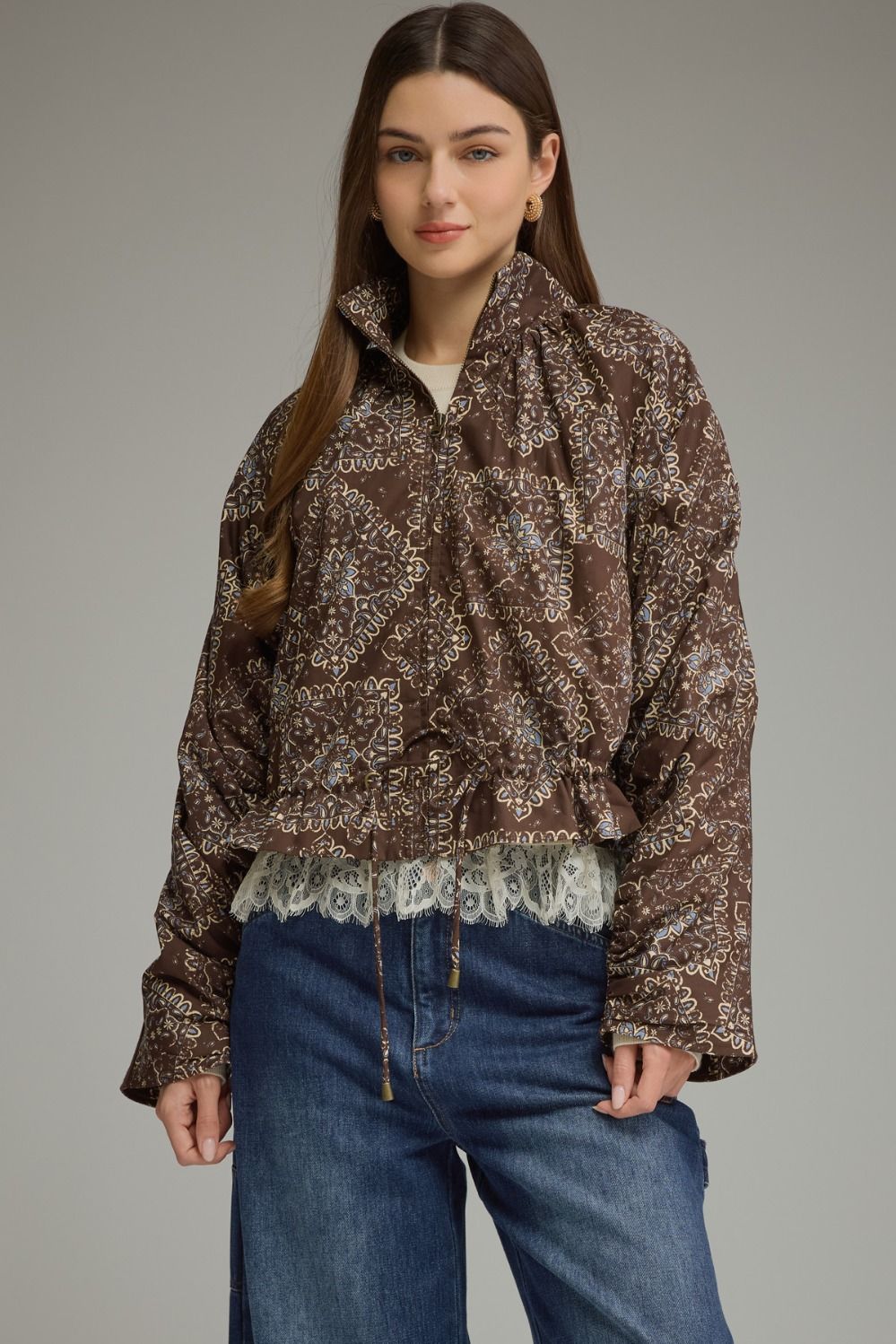 Entro Paisley Print Drawstring Waist Jacket