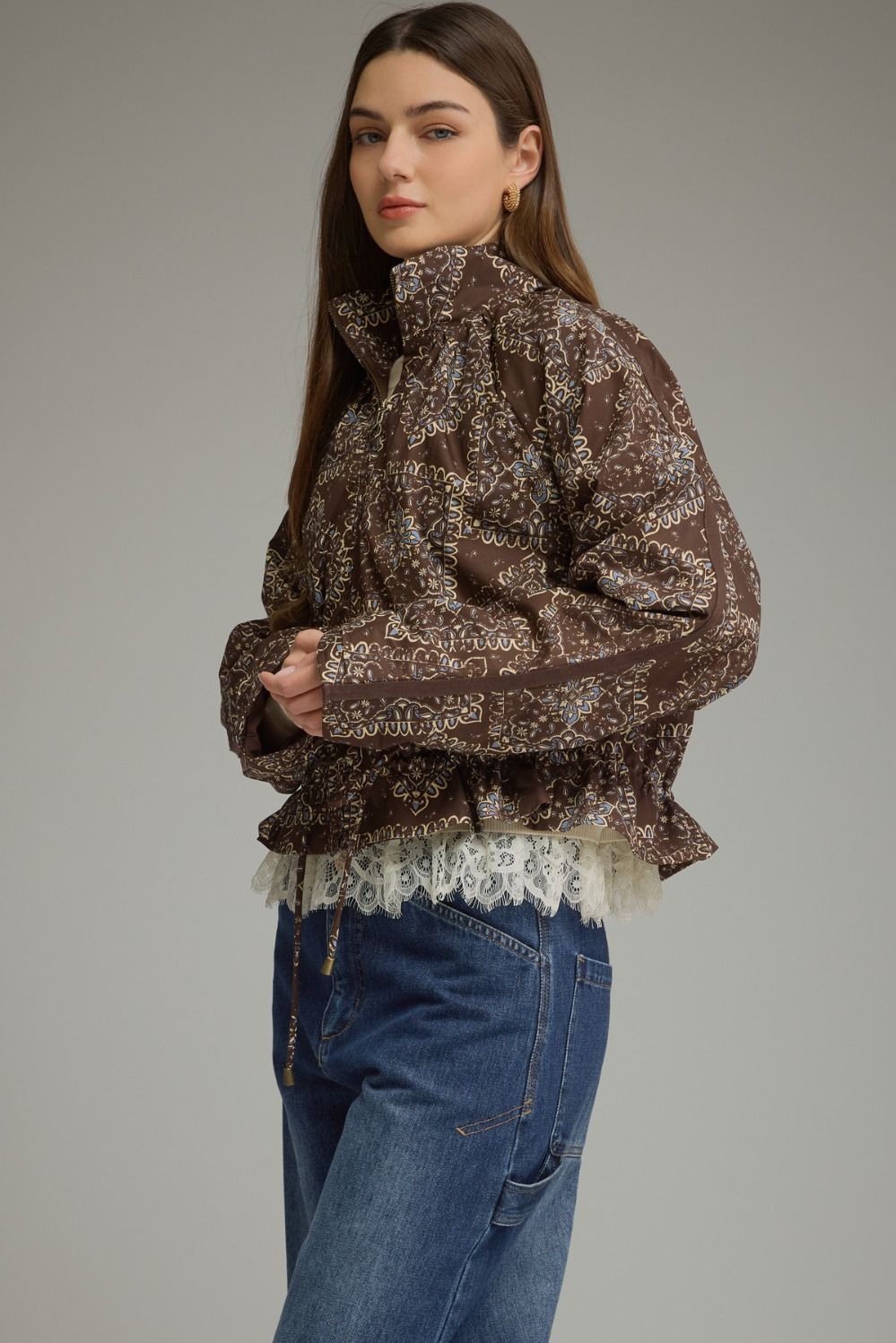 Entro Paisley Print Drawstring Waist Jacket