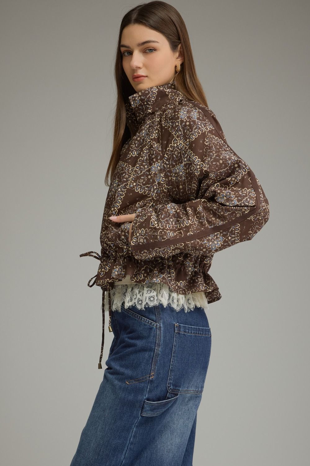 Entro Paisley Print Drawstring Waist Jacket