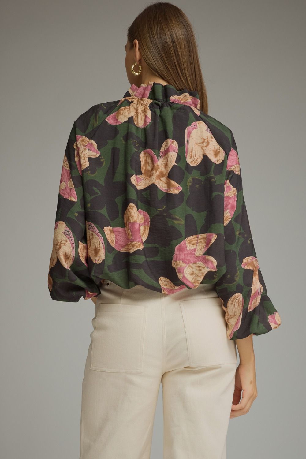 Entro Floral Print Balloon Sleeve Top
