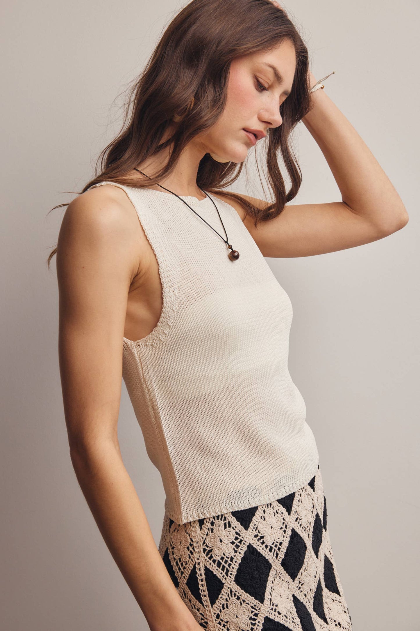 Forte Sleeveless Cotton Knit Tank Top - 926 West