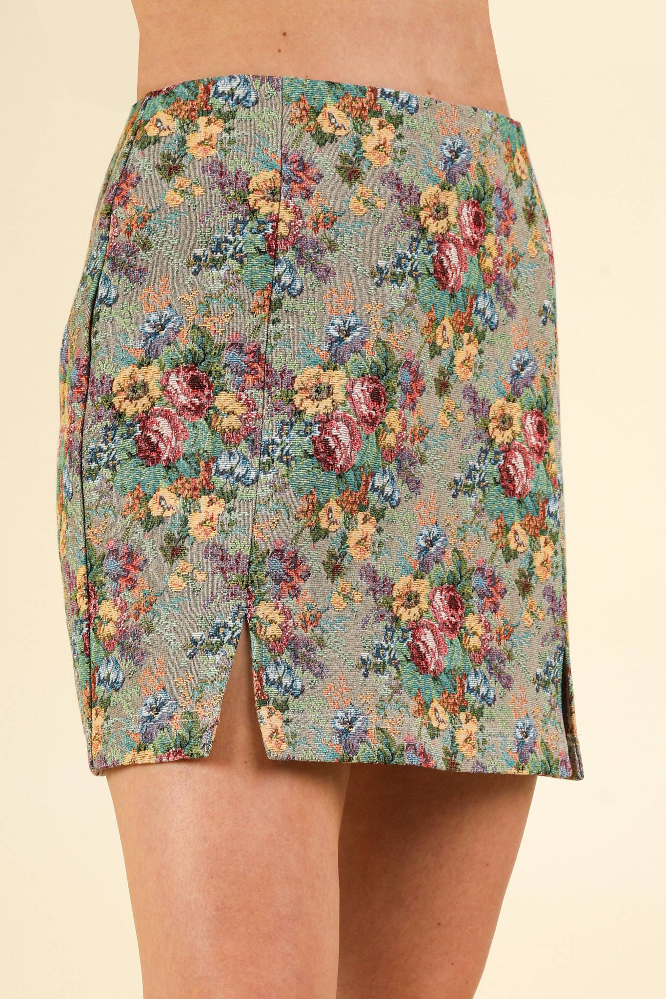 VERY J - Floral Jacquard Fabric  Mini Skirt