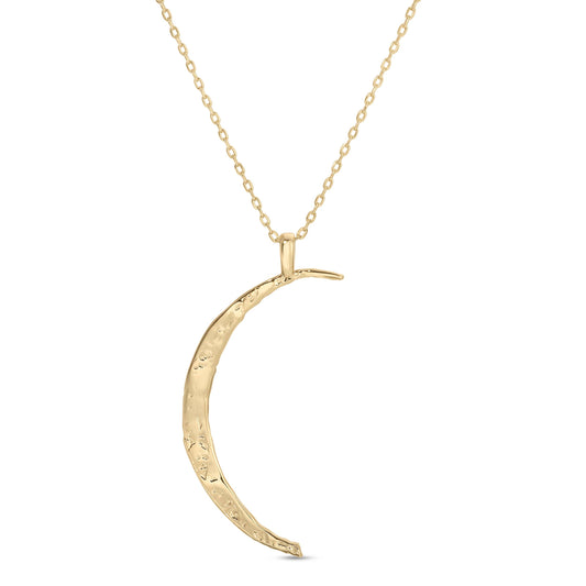 Splendid Iris Gilded Moon Pendant Necklace