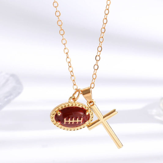 Josslyn Football Enthusiast Cross Necklace