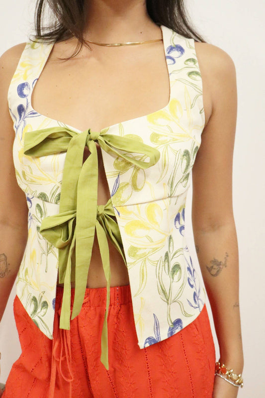 Floral Double Tie Front Crop Top