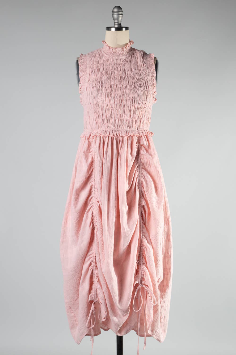 FINAL SALE- Amazing Smocked and Ruffle Detail Midi Dress 926 WEST