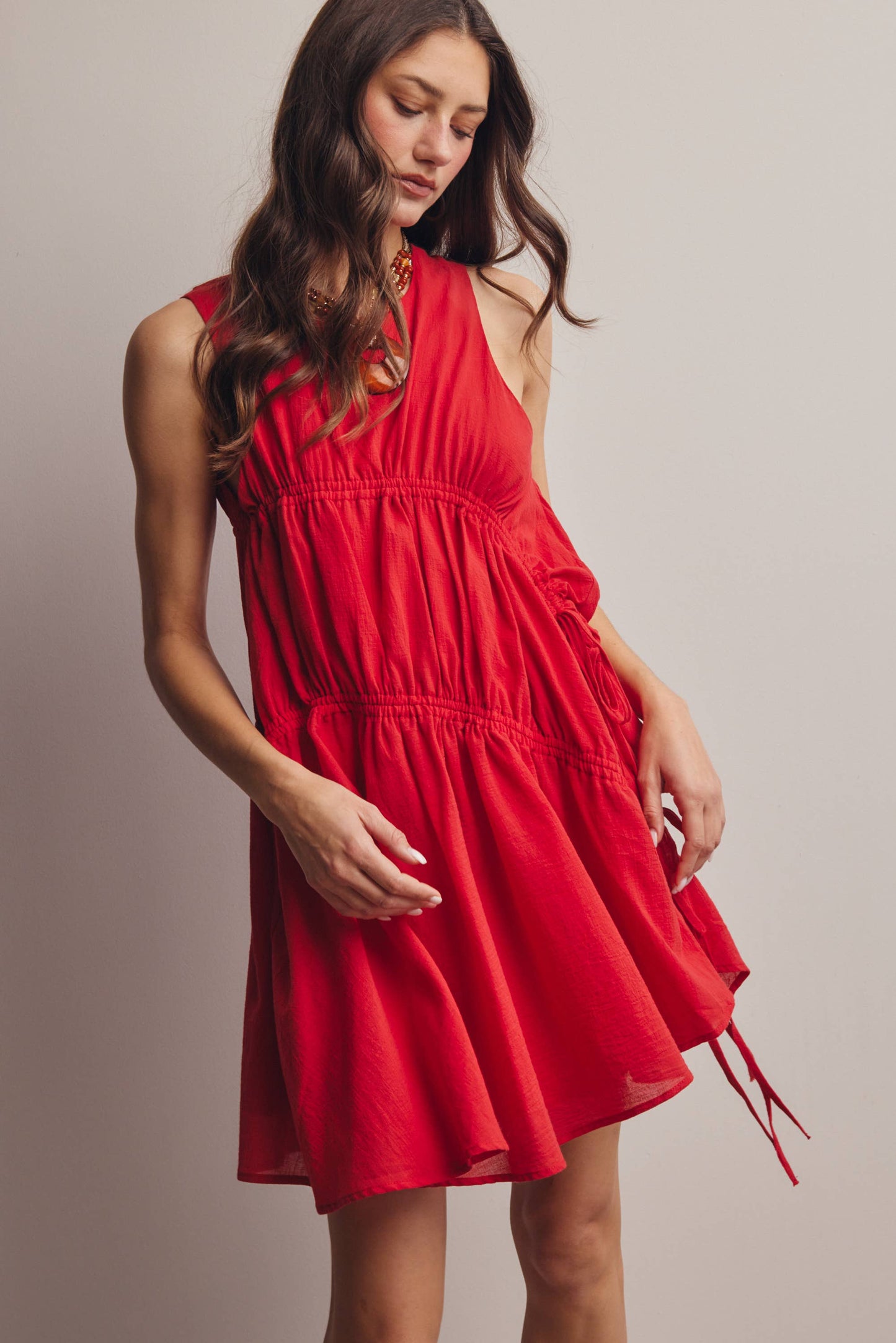 Forte - Ruched Tie-Detail Lined Mini Dress - 926 West
