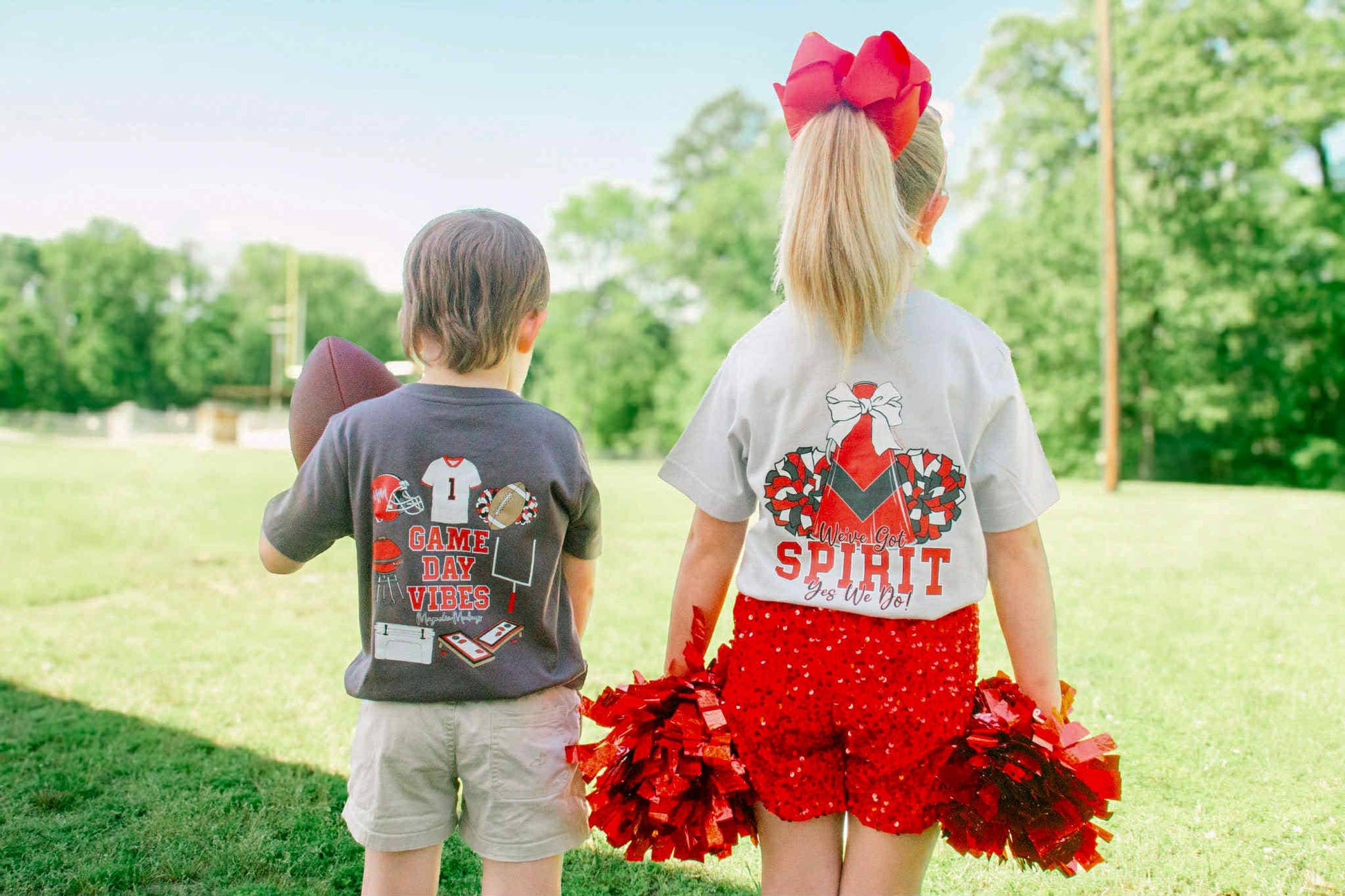 Game Day Vibes | Red + Black | Football Kid’s Tee Magnolia Mudbugs