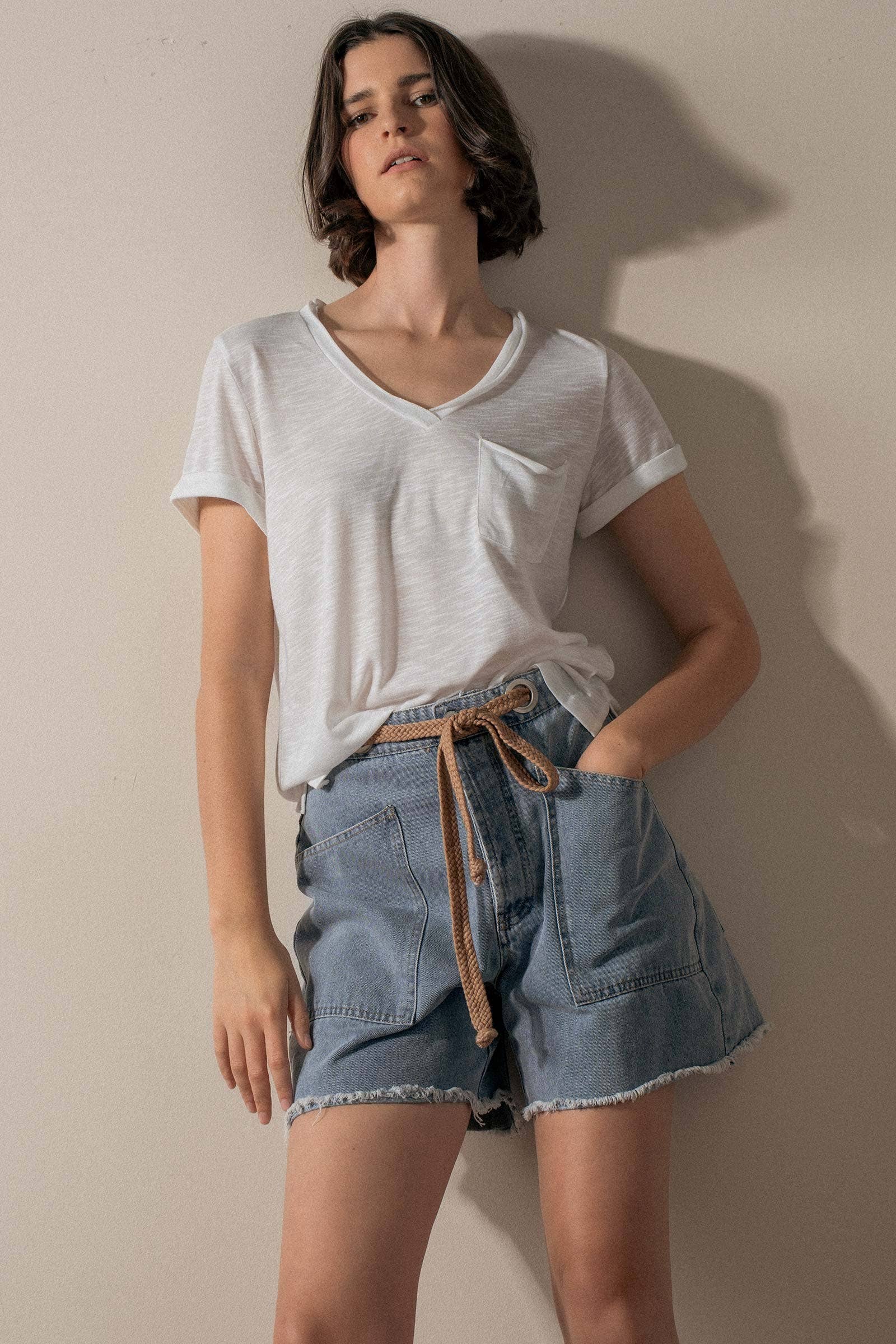 Women's High-Waisted Frayed Hem Denim Shorts Urban Daizy