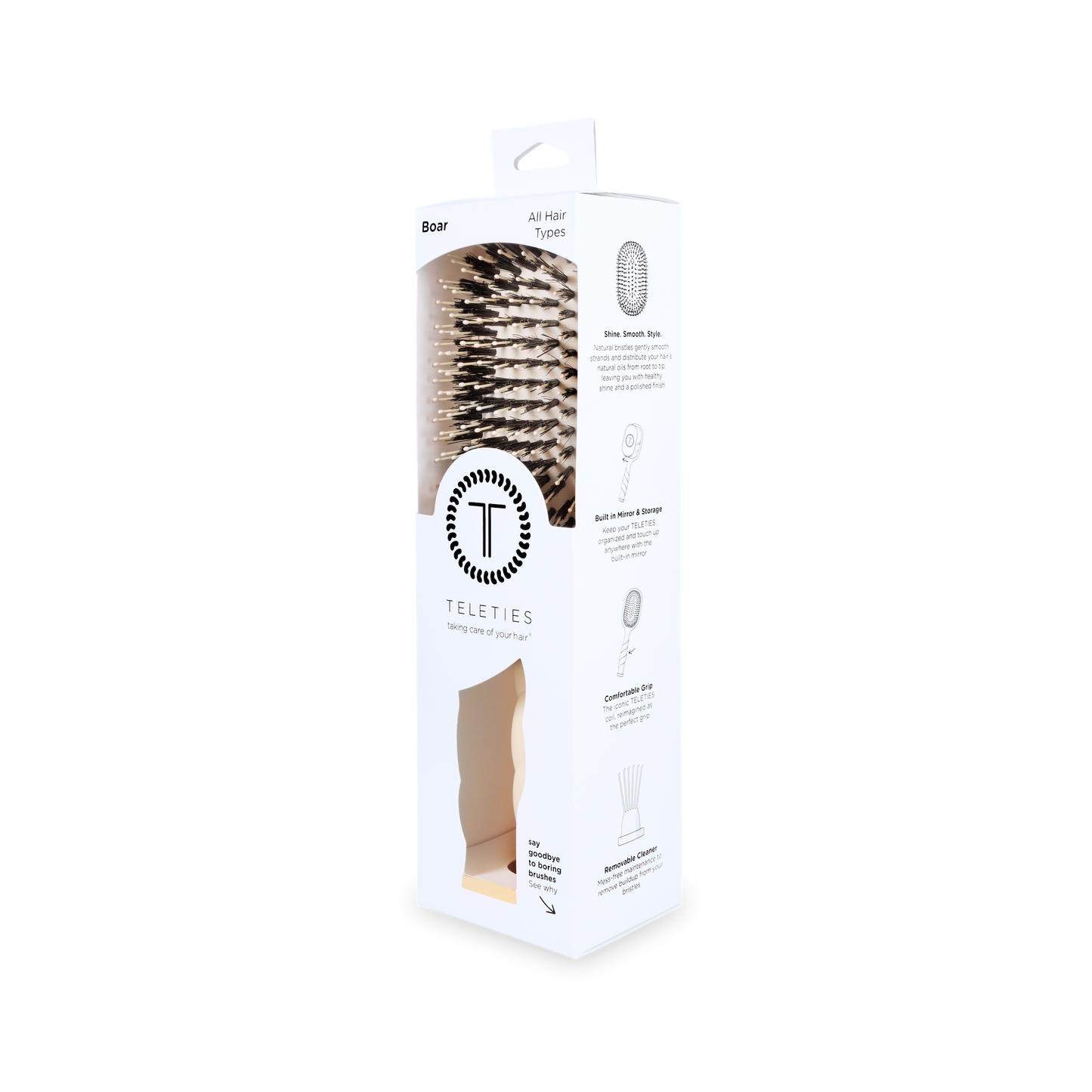 Teleties - Boar Bristle Hair Brush | Tan