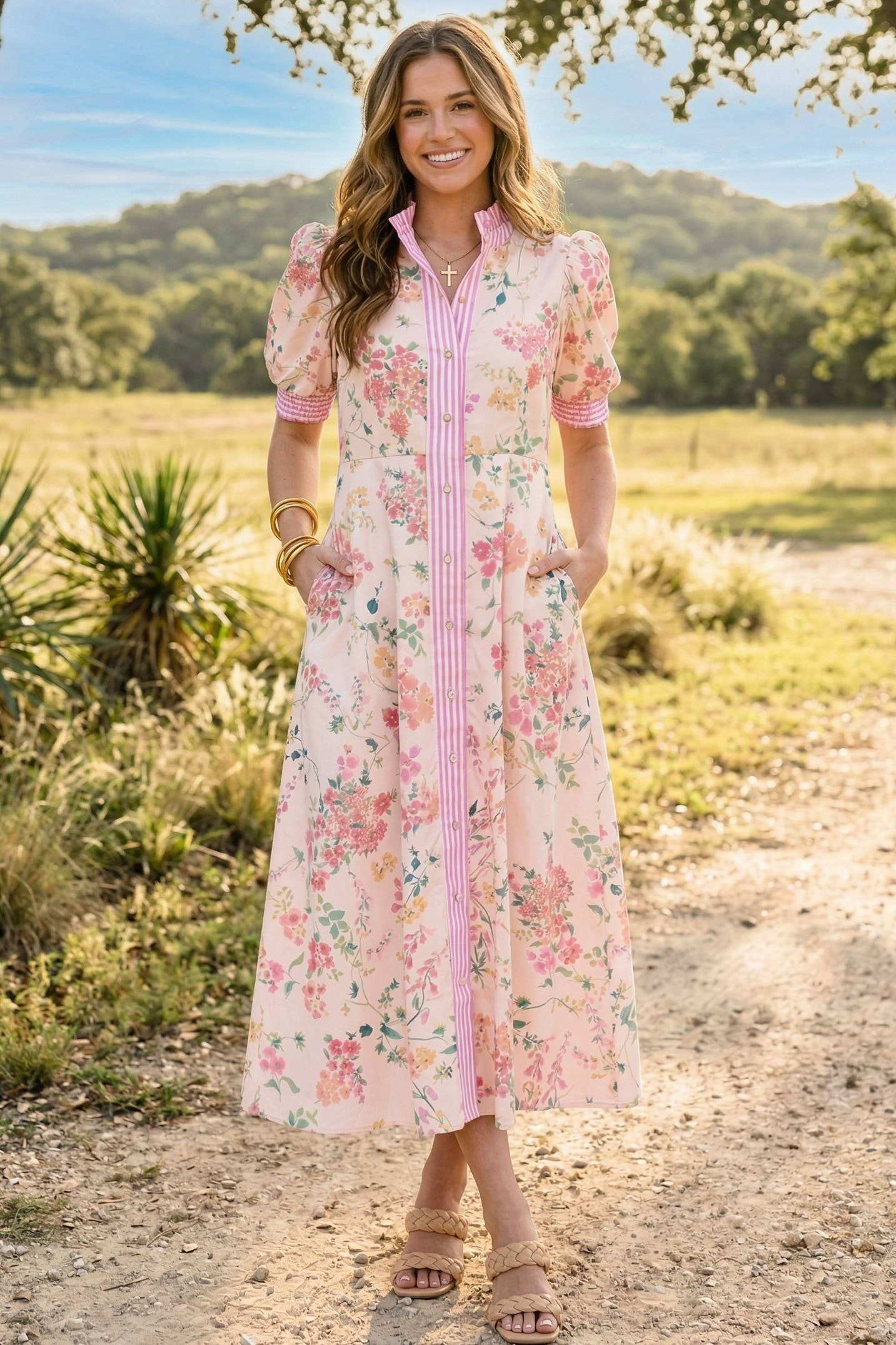 Beeson River Floral Shirt Midi Dress