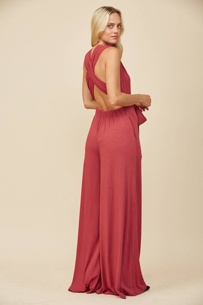 BOHO RIBBED MAGIC MULTIWEAR JUMPSUIT - MARSALA 926 WEST