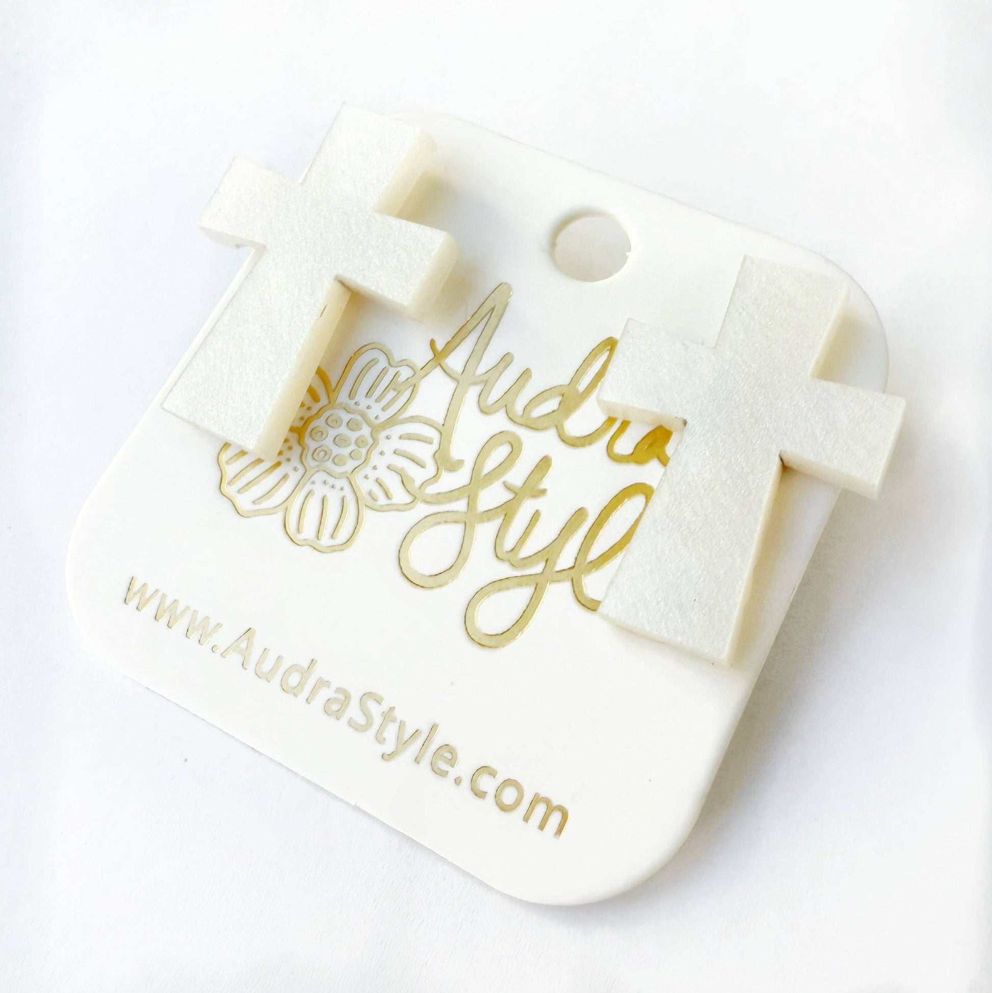 Pearl Cross Stud - Neutral Earring Audra Style