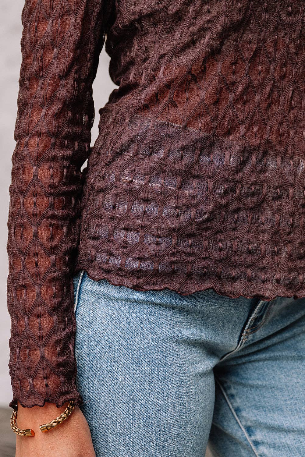 Sheer Mesh Long Sleeve Fall Top LALA LOO