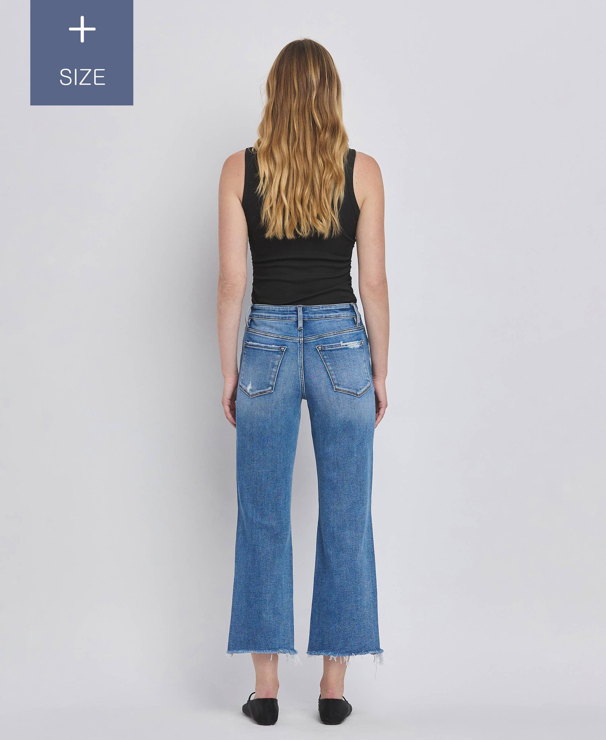 PLUS SIZE HIGH RISE DISTRESSED CROP STRAIGHT JEANS LV1385-P Lovervet by VERVET
