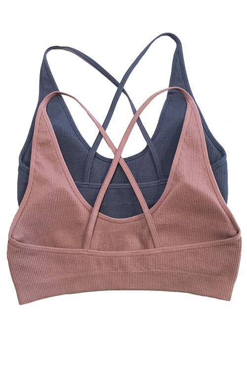 Seamless Ribbed Cross Back Bralette 926 WEST