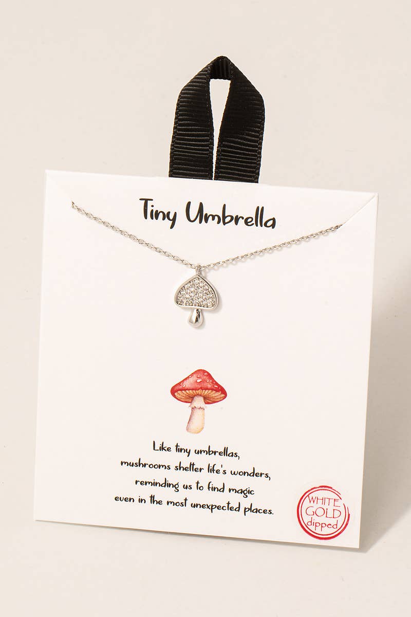 Gold Dipped CZ Pave Mushroom Pendant Necklace Fame Accessories