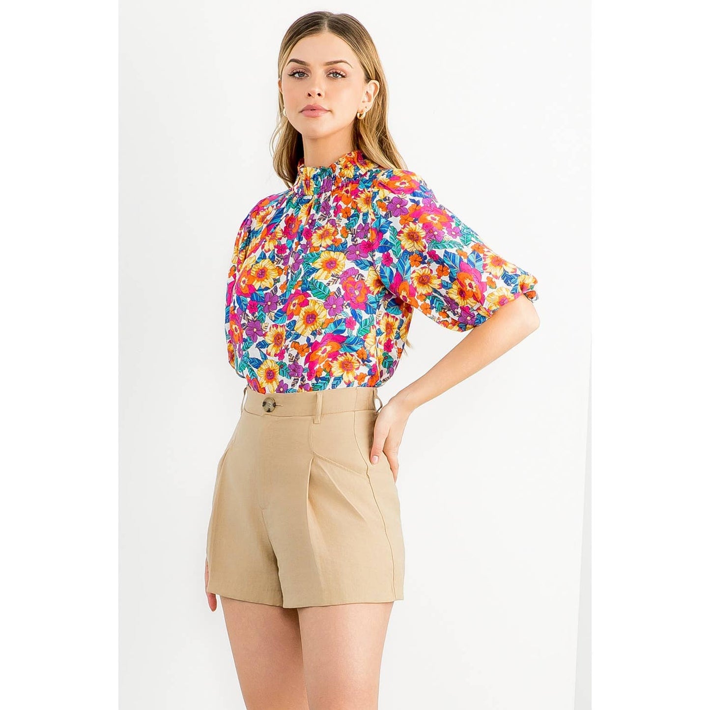 Puff Sleeve Floral Top THML