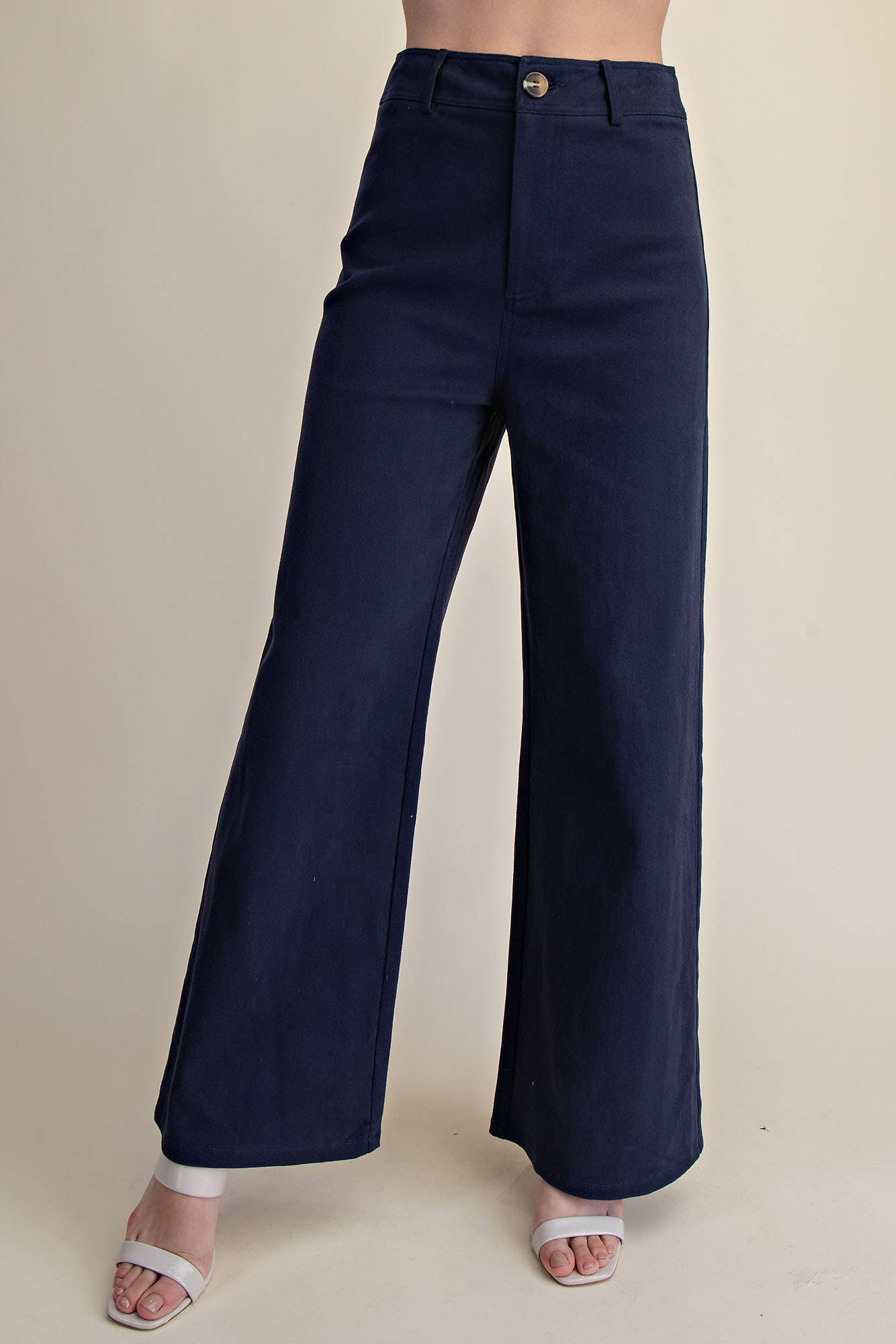 High-Waist Straight Pants Navy