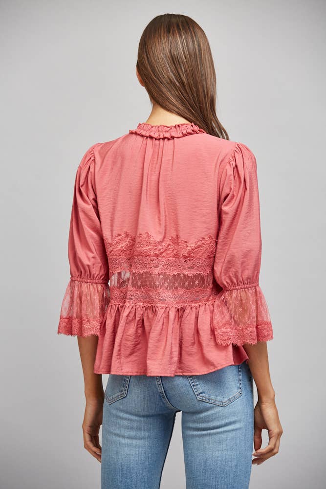 Fate Slate Rose Lace Peplum Blouse - 926 West
