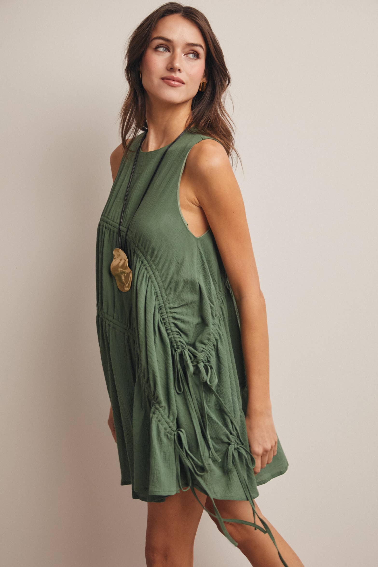 Forte - Ruched Tie-Detail Lined Mini Dress - 926 West