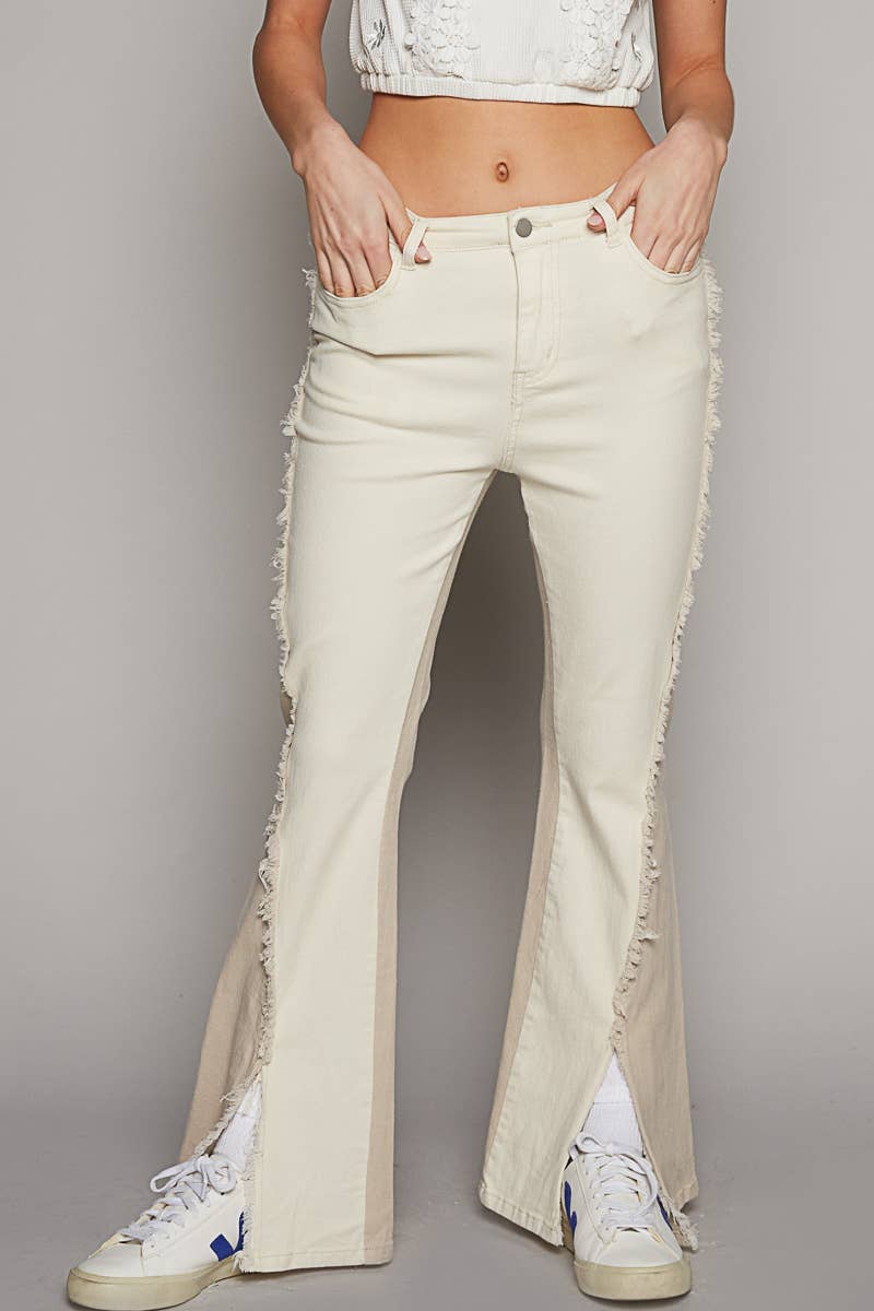 POL Stretchable frayed seam edge slit wide pants Pol Clothing