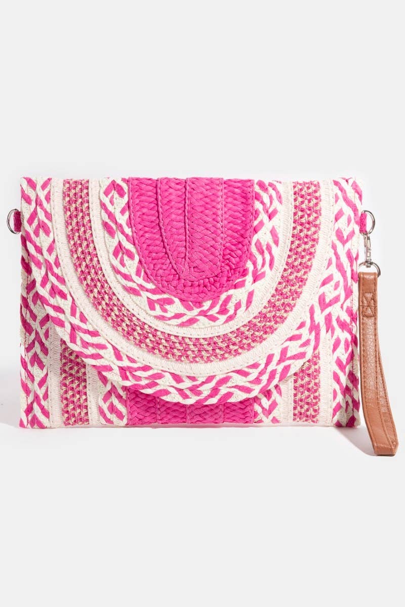Multi Straw Pattern Envelope Crossbody Bag 926 WEST