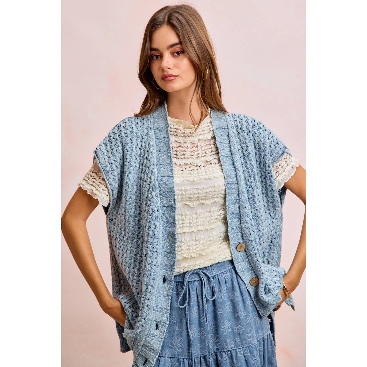 Short Sleeve Ruffle Floral Lace Top