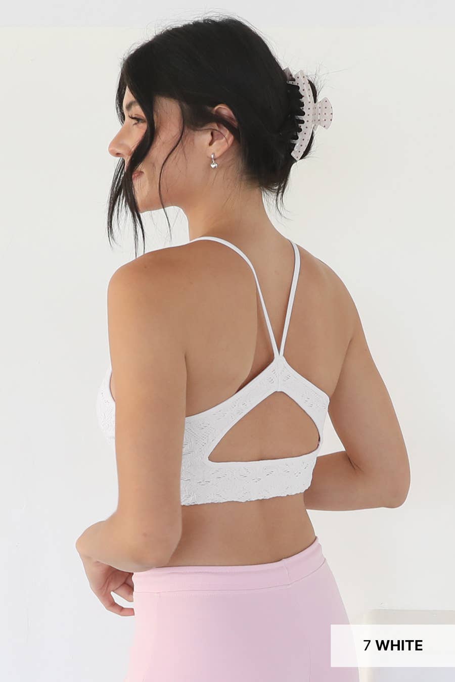Textured Lace Triangle Cut-Out Bralette - ONE SIZE