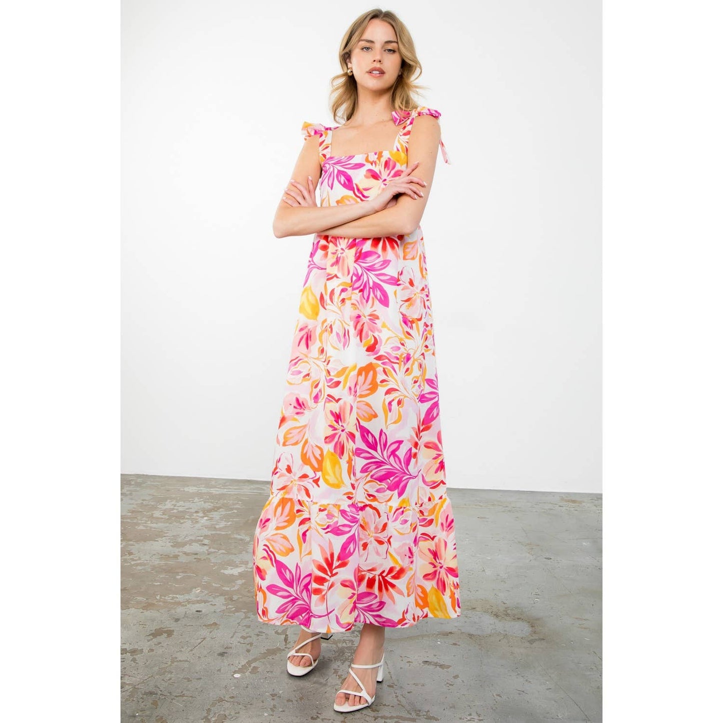 Tie Strap Floral Print Dress 926 WEST