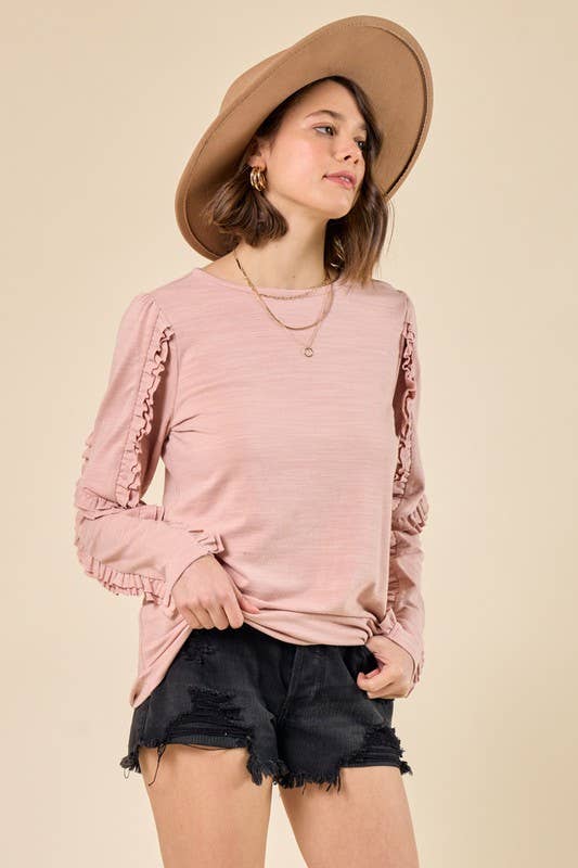 Blush Frilled Sleeve Knit Top