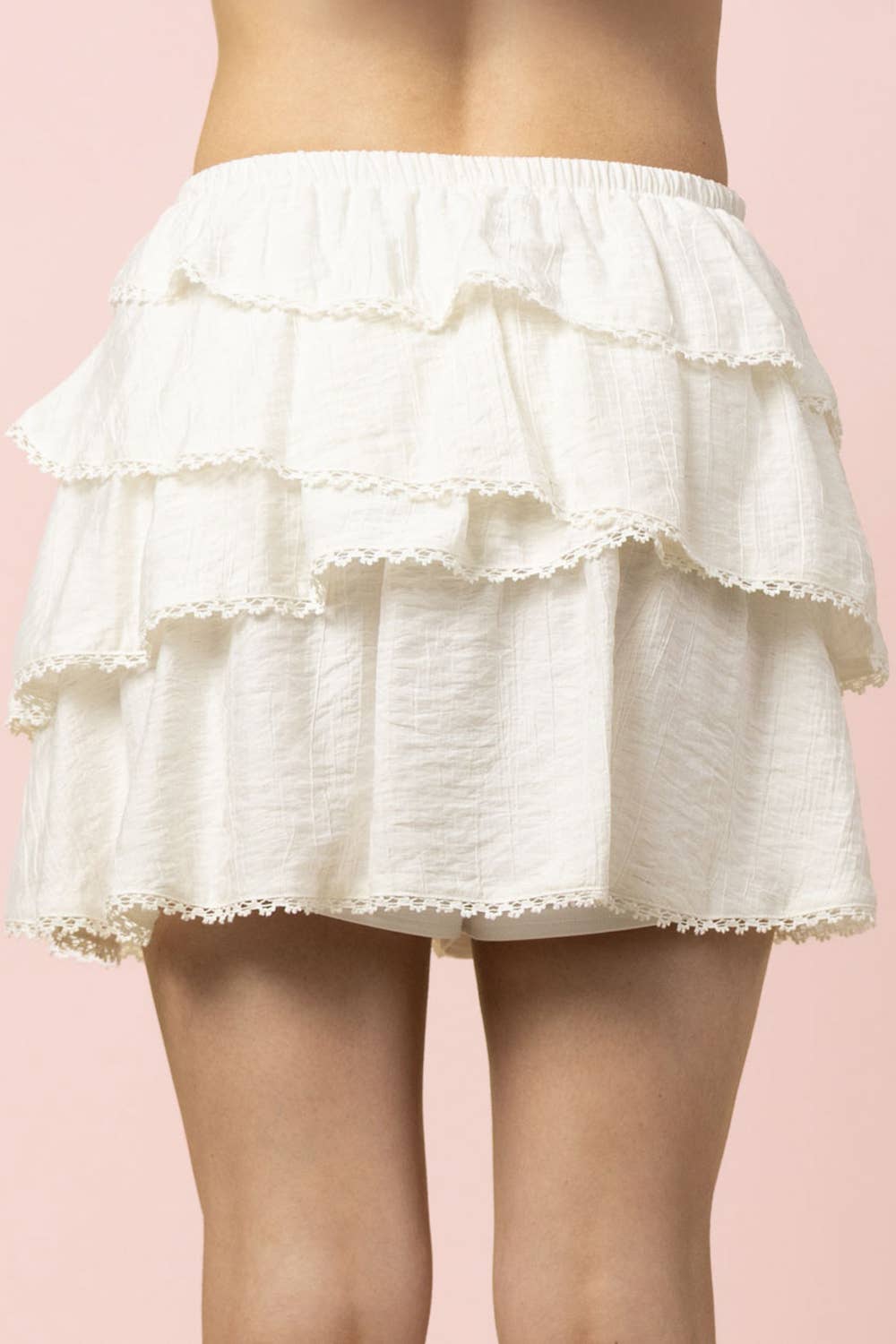 VERY J -Lace Hem Layered Ruffle Mini Skirt - 926 West