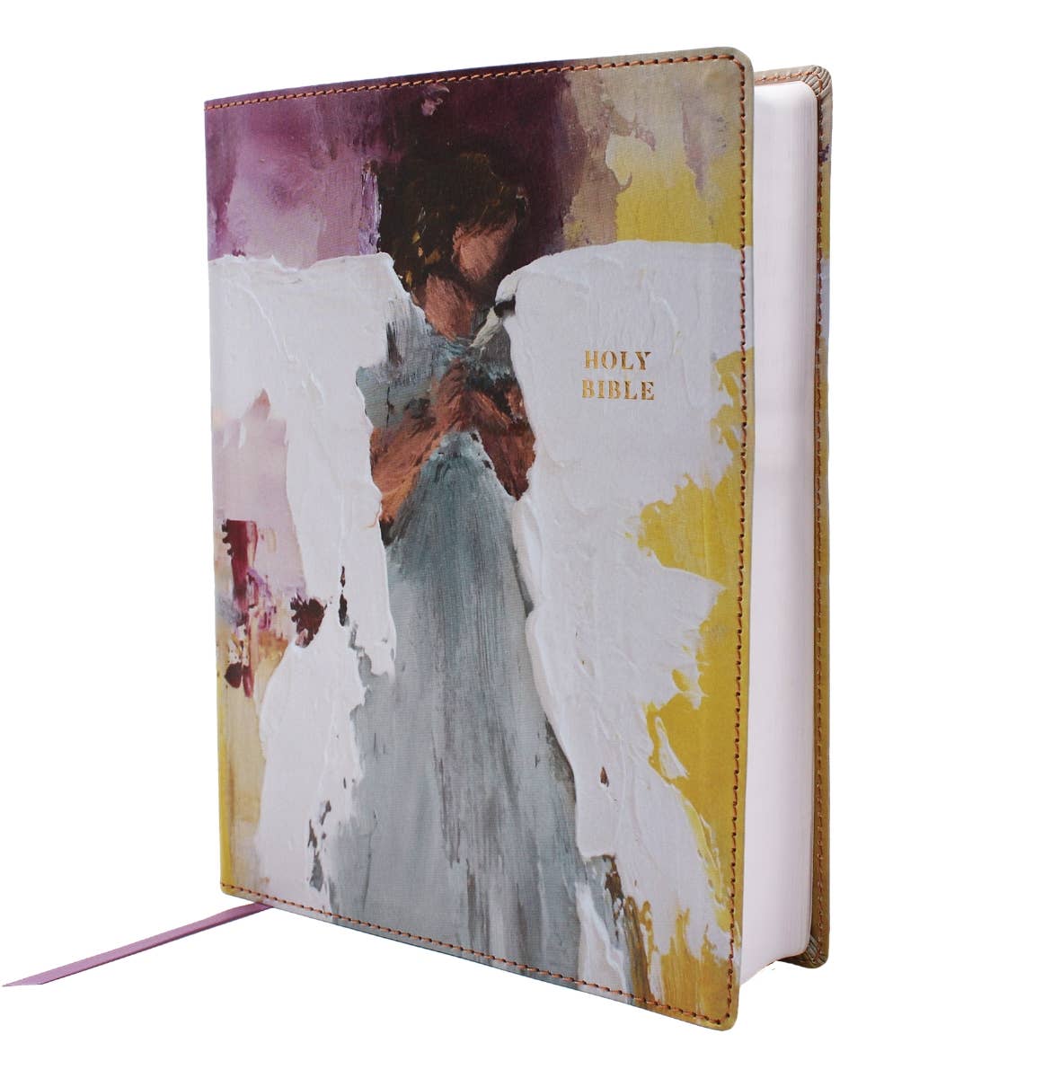 NRSVue Bible Anne Neilson Angel Art Leathersoft Multi-Purple