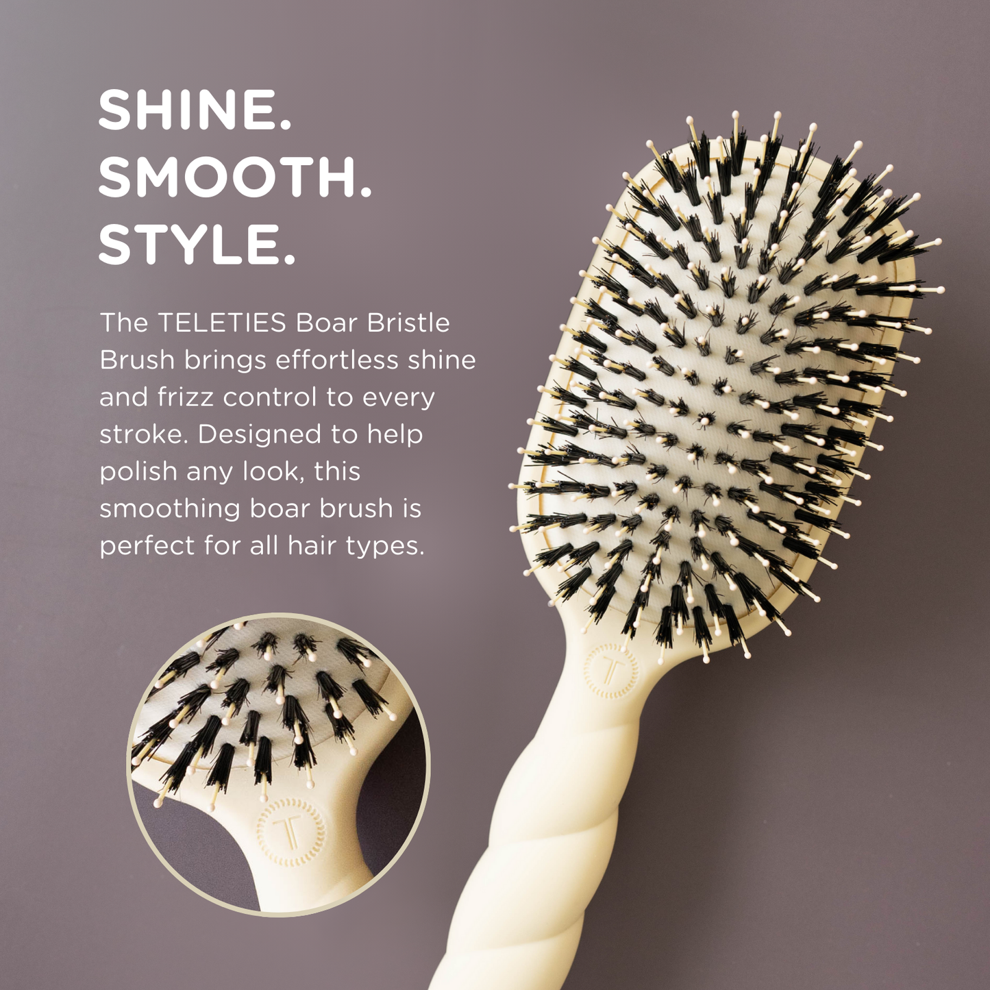 Teleties - Boar Bristle Hair Brush | Tan
