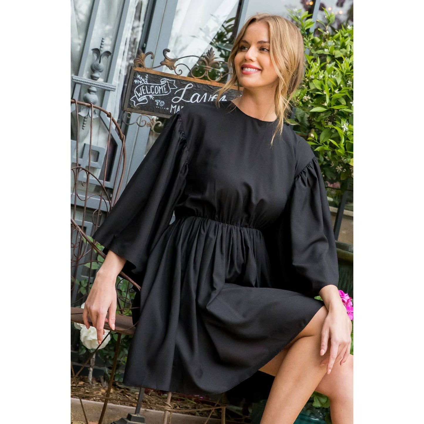 Little Black Bell Sleeve Dress THML